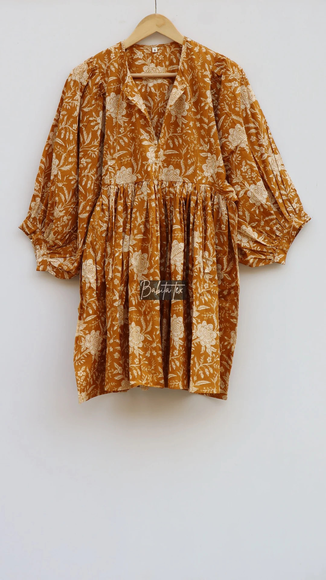 Midi Dress, Mini Dress, Floral Long Block Print Dress, Deep Neck With String Closer - Etsy | Etsy (US)