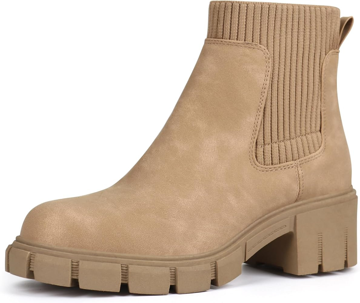 JABASIC Womens Chunky Ankle Boots Slip on Chelsea Boots Elastic Booties | Amazon (US)