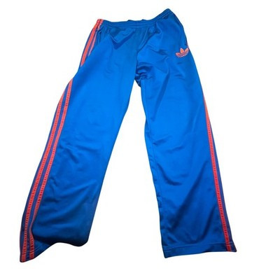 Adidas Firebird Men Large Blue Track Pants Orange Stripes Trefoil Logo Athletic | eBay US