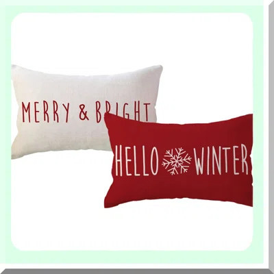 Winter Wonderland Red Lumbar Pillow Covers - Set of 2 Merry&Bright Holiday Decorative Cushion Cases for Sofa, Couch, Porch | Wayfair North America