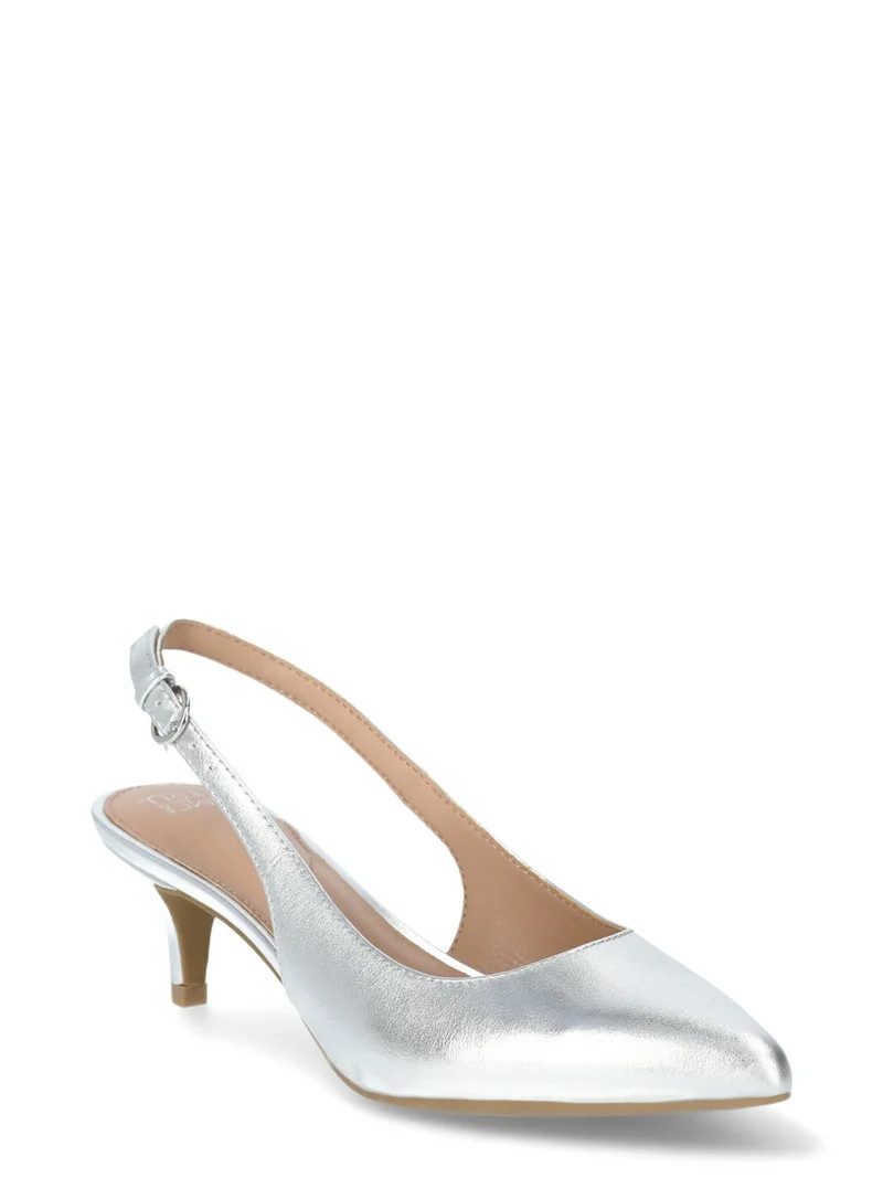 Time and Tru Women's Slingback Kitten Heel Pumps | Walmart (US)