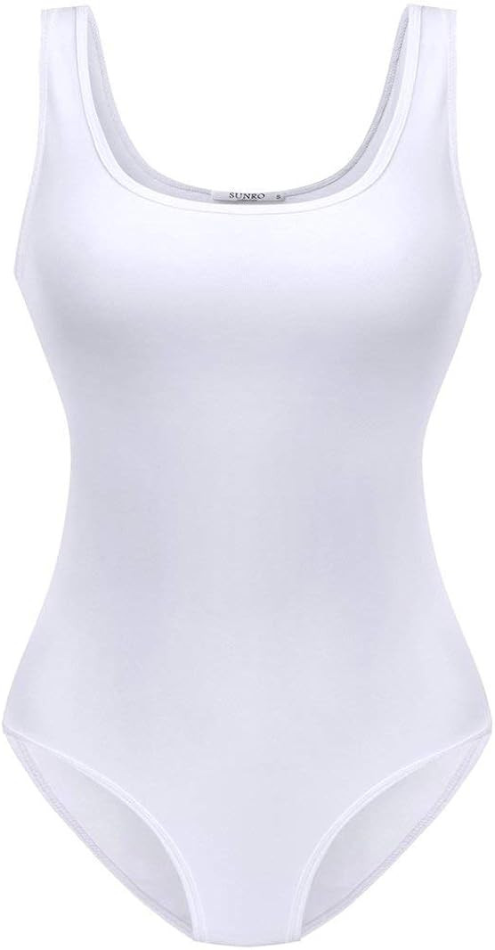 SUNRO Women's Scoop Neck Top Bodysuit Jumpsuit | Amazon (US)