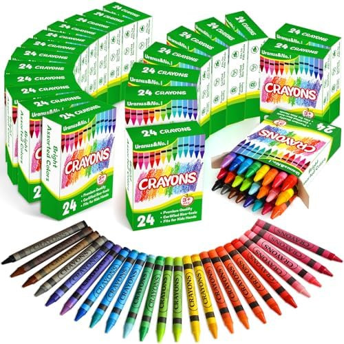 Crayons 24 Count, 24 Pack Crayons Bulk of Assorted Colored, Crayon for Toddlers and Kids, Back to School Supplies for Kids, Durable & Non-Toxic Travel Craft Supplies Party Favors for Classroom & Home | Amazon (US)