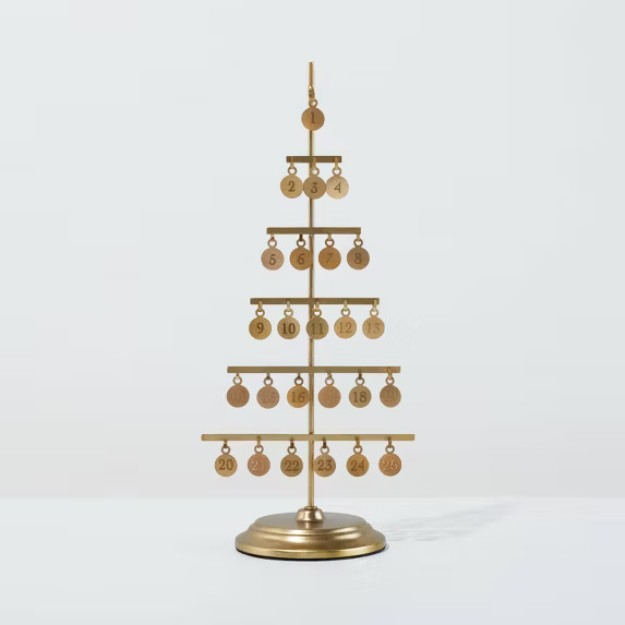 15.5" Metal Christmas Advent Calendar Tree with Charms Brass Finish - Hearth & Hand™ with Magno... | Target