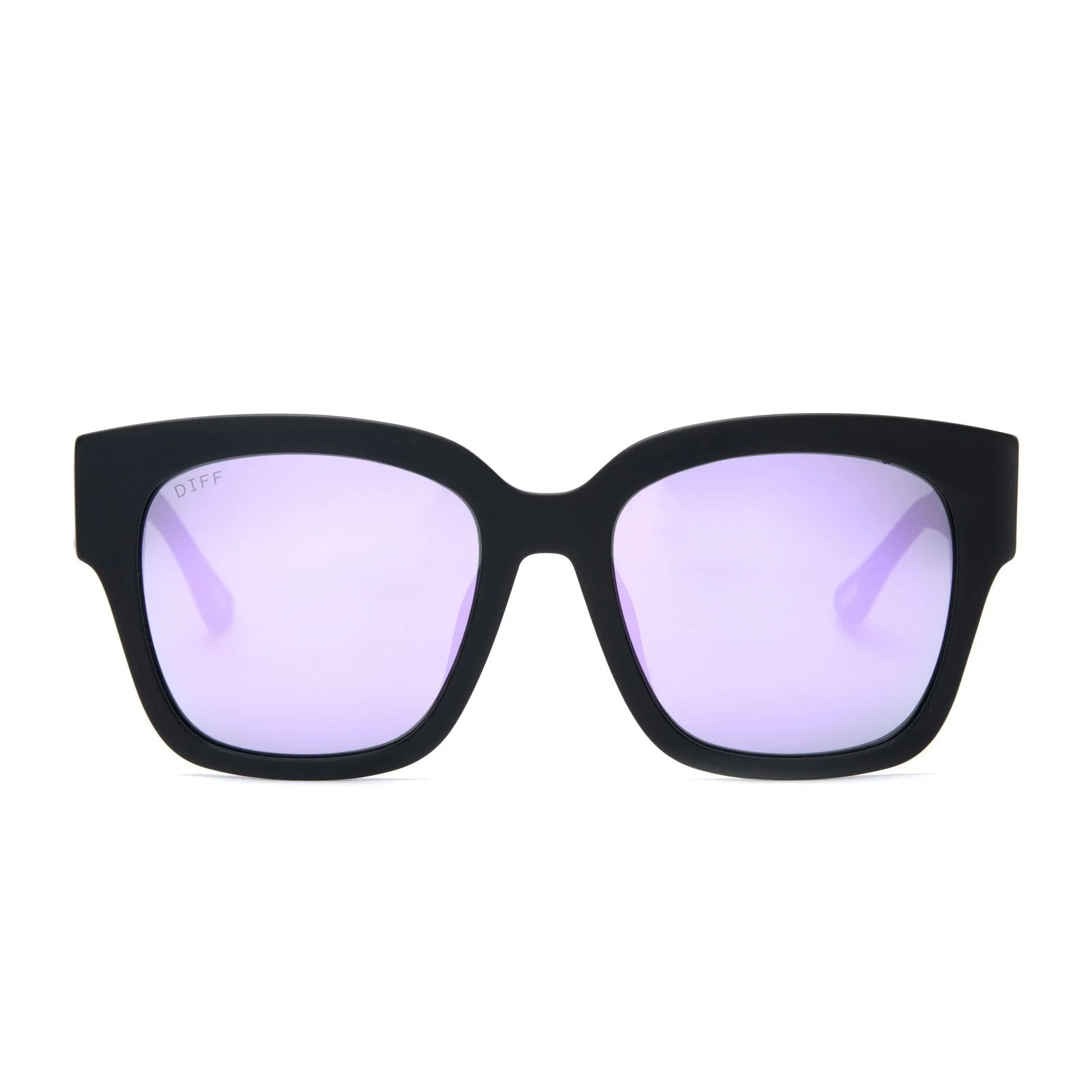DIFF Bella II oversized square sunglasses for women 100% UVA/UVB, Matte Black + Lavender Flash - ... | Walmart (US)