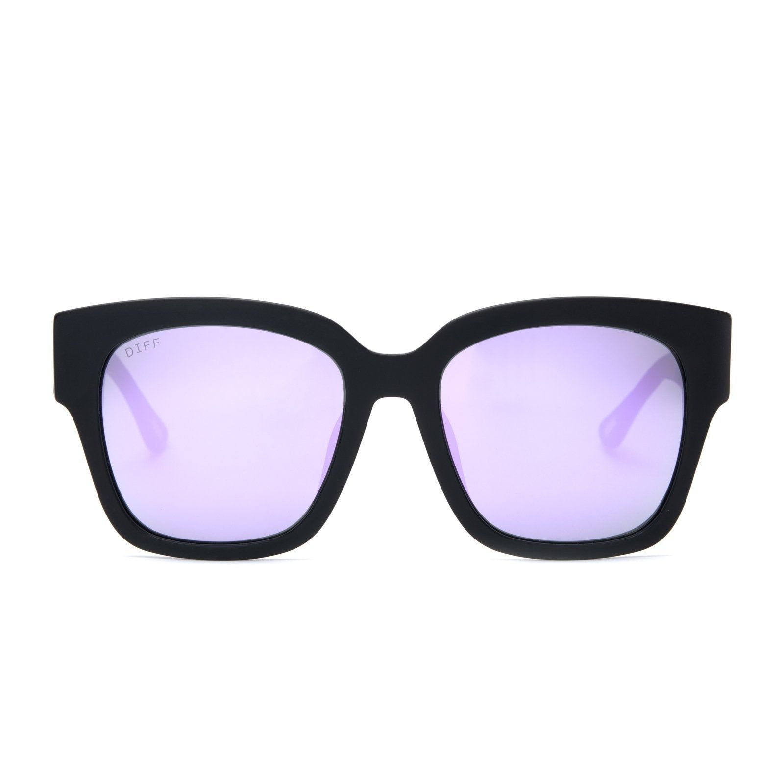 DIFF Bella II oversized square sunglasses for women 100% UVA/UVB, Matte Black + Lavender Flash - ... | Walmart (US)