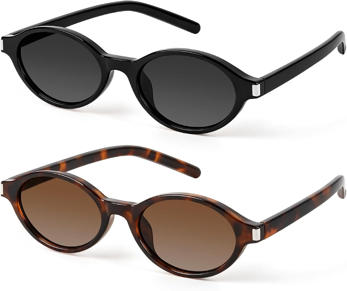 DrRelax Retro Oval Sunglasses Womens Trendy 90s Small Vintage Sun glasses | Amazon (US)