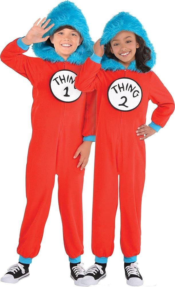 Costumes USA Dr. Seuss Thing 1 & Thing 2 One Piece Halloween Costume for Kids, Medium, with Attac... | Amazon (US)