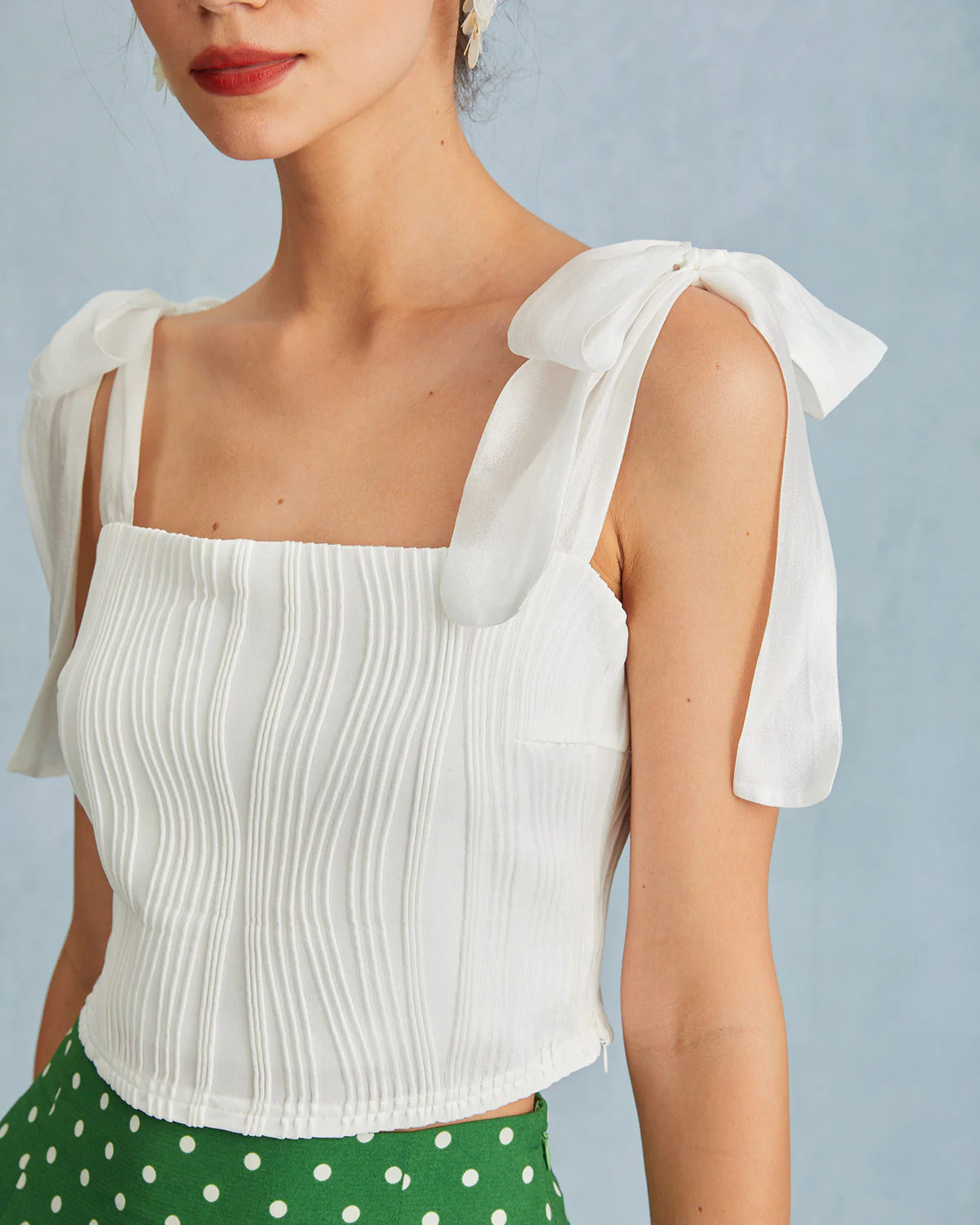 The White Water Ripple Textured Sleeveless Cami Top | rihoas.com