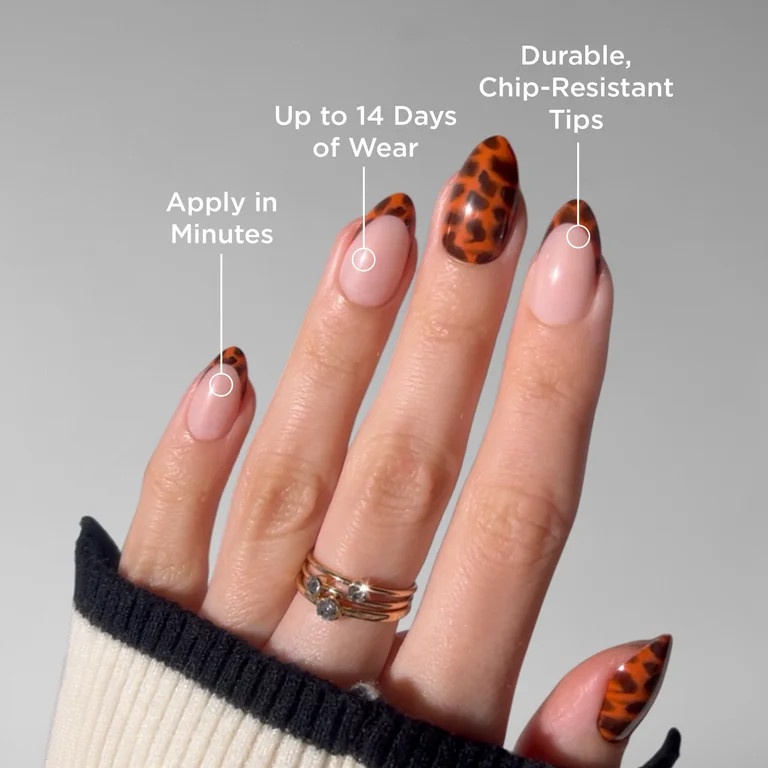 PaintLab Short Almond Press On Nails, Tortie Tips, Tortoise Shell, 30 Count | Walmart (US)