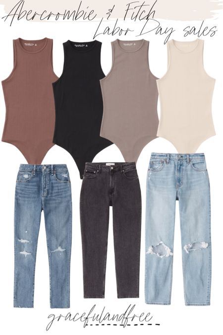 Abercrombie & Fitch Labor Day weekend sales. Ribbed knit bodysuits - everyday basic wardrobe essential, basic for your fall capsule wardrobe, and high rise jeans! #competition 

#LTKSale #LTKunder100 #LTKsalealert