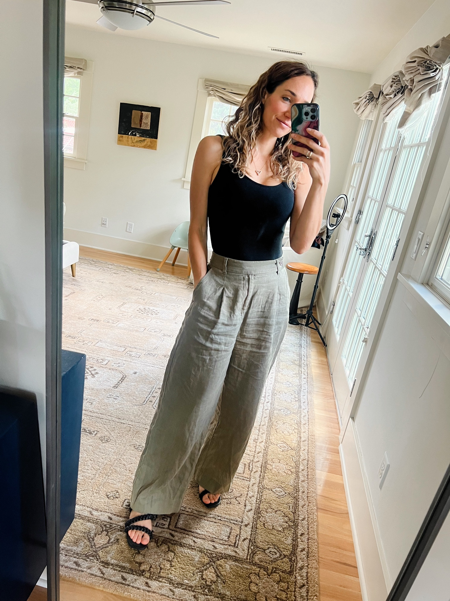Wide leg linen pants and a tank topp

#LTKShoeCrush
