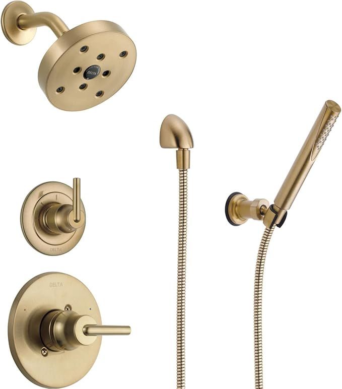 Delta Faucet Trinsic 3-Setting Gold Shower System Including Gold Shower Head, Wall-Mount Handheld... | Amazon (US)