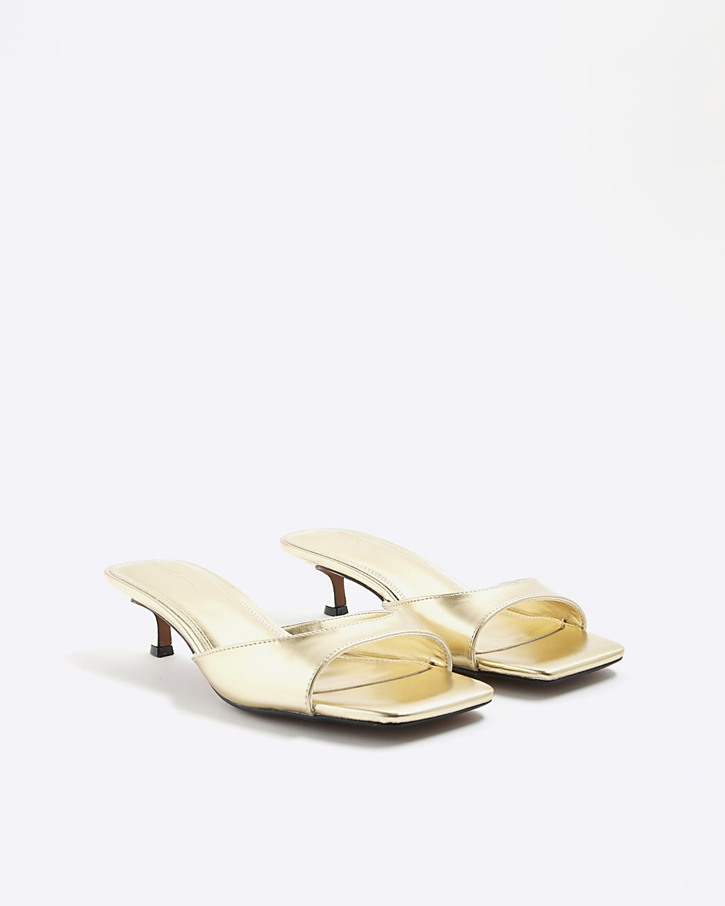 Gold Kitten Heeled Mule Sandals | River Island UK & IE