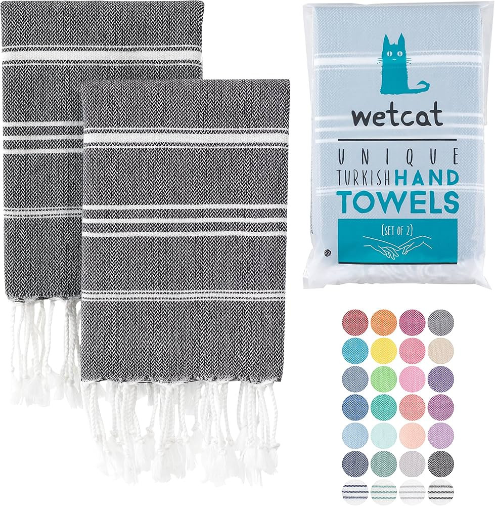WETCAT Turkish Hand Towels with Hanging Loop (20 x 30) - Set of 2, 100% Cotton, Soft - Pre Washed... | Amazon (US)