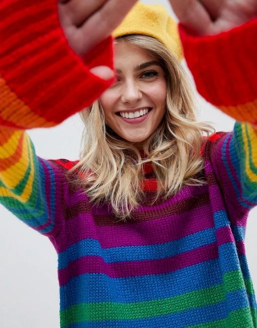 ASOS DESIGN oversized jumper in bright stripe | ASOS UK