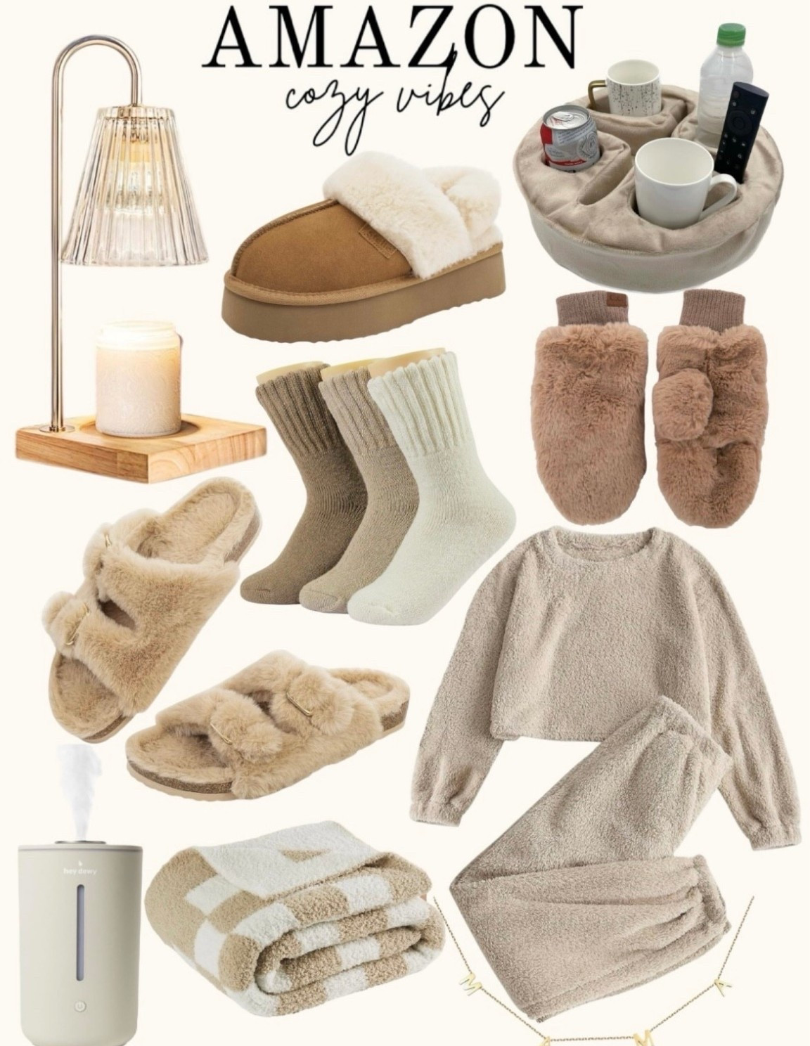 Cozy winter finds that would be great options for gifts, and/or for treating yourself 🎄✨

Fuzzy mittens, platform UGG dupe, slippers/shoes, candle warmer lamp, humidifier, blanket, fleece two-piece cozy set, socks, gift guide, gifts for her, holiday season, Amazon finds, neutral lover, winter fashion 

#LTKSeasonal #LTKGiftGuide #LTKHoliday