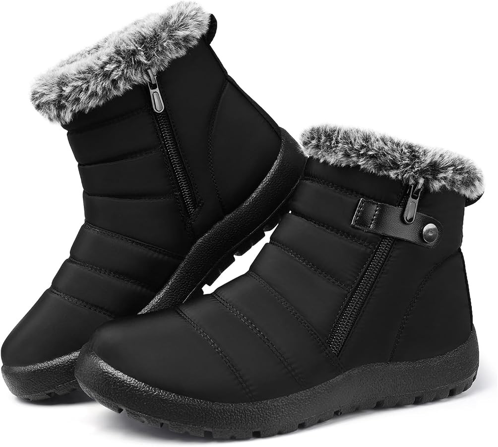 SHIBEVER Winter Boots for Women Snow: Warm Waterproof Non Slip Outdoor Boot | Amazon (US)