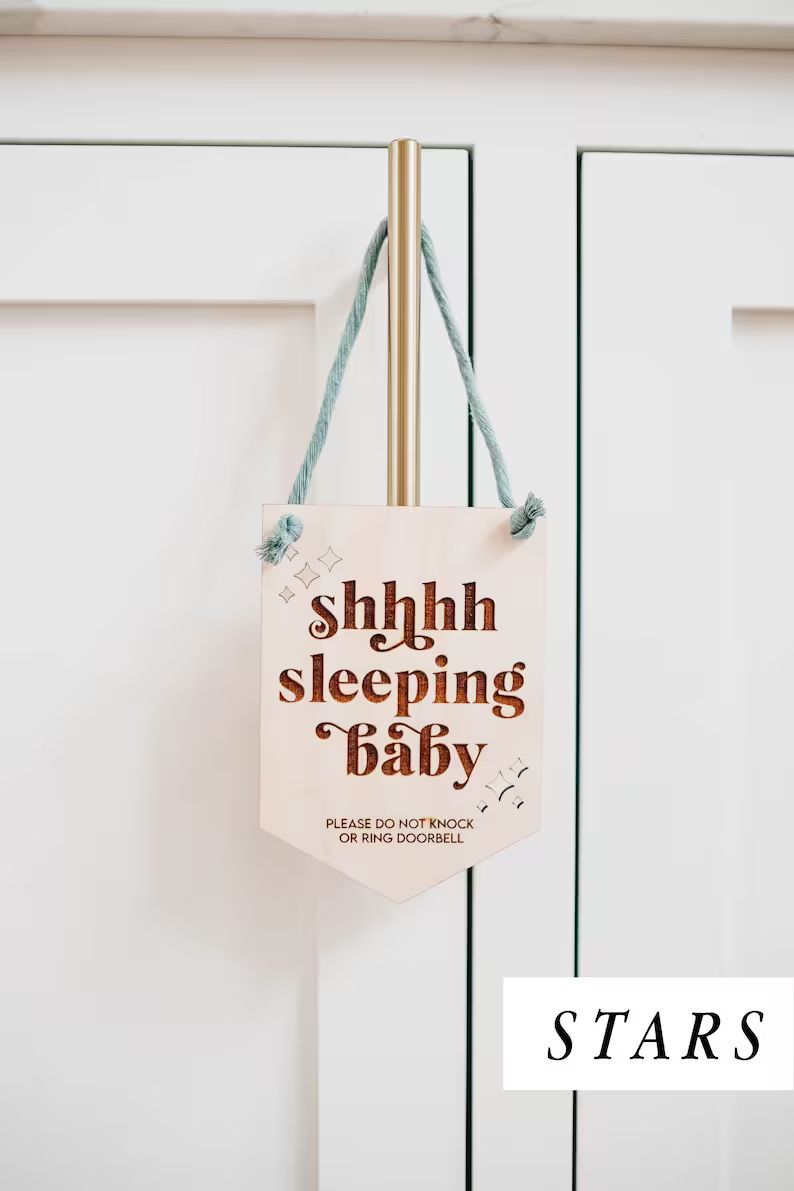 Shhh Baby Sleeping Door Sign Nursery Sign Newborn Decorations Nap Time Wood Sign Doorbell Signs K... | Etsy (US)