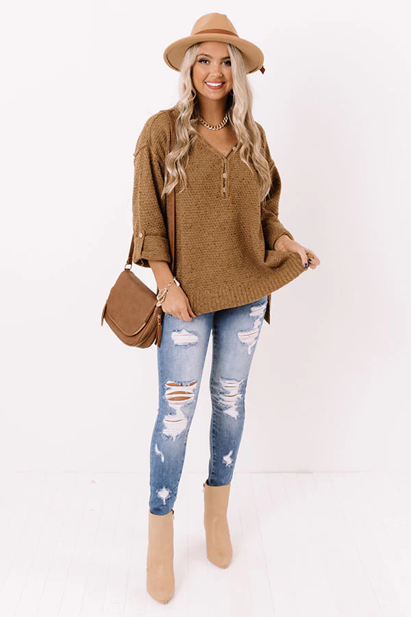 Made With Love Knit Sweater In Brown | Impressions Online Boutique