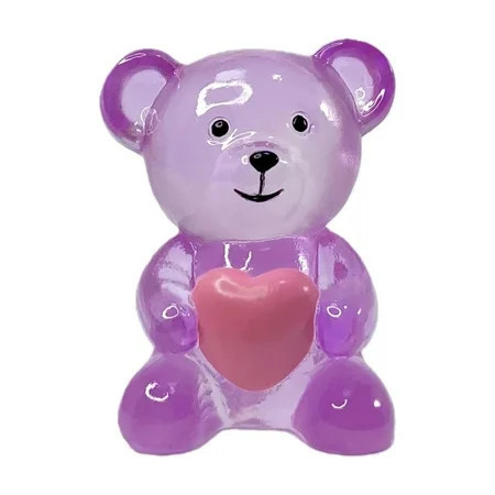 Purple Valentines Day Mini Cute Bear With Heart Resin Craft Decor For Office Desk Bookshelf Or Window Display Purple 75 Grams | Walmart (US)