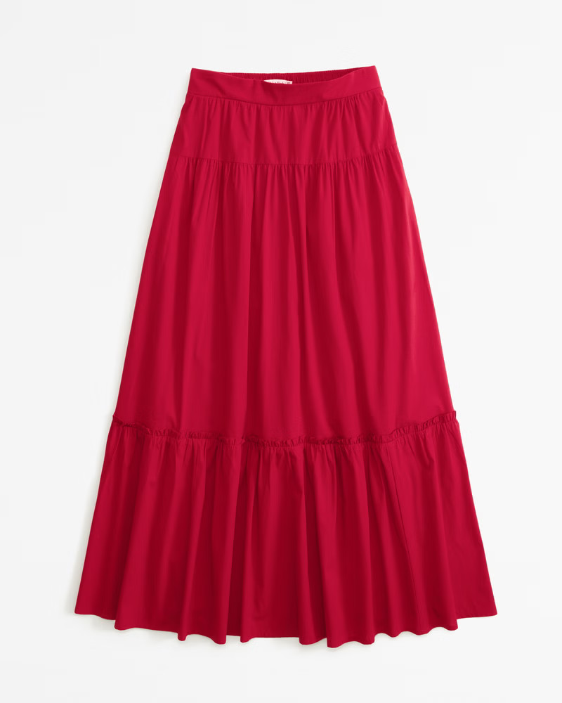 Poplin Tiered Maxi Skirt | Abercrombie & Fitch (US)