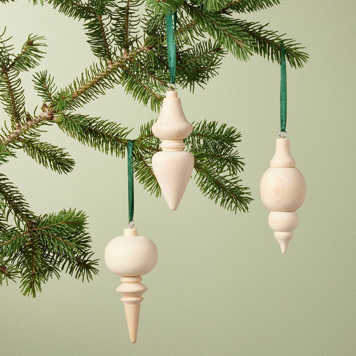 Wooden Spindle Christmas Tree Ornaments (Set of 3) - Hearth & Hand™ with Magnolia | Target