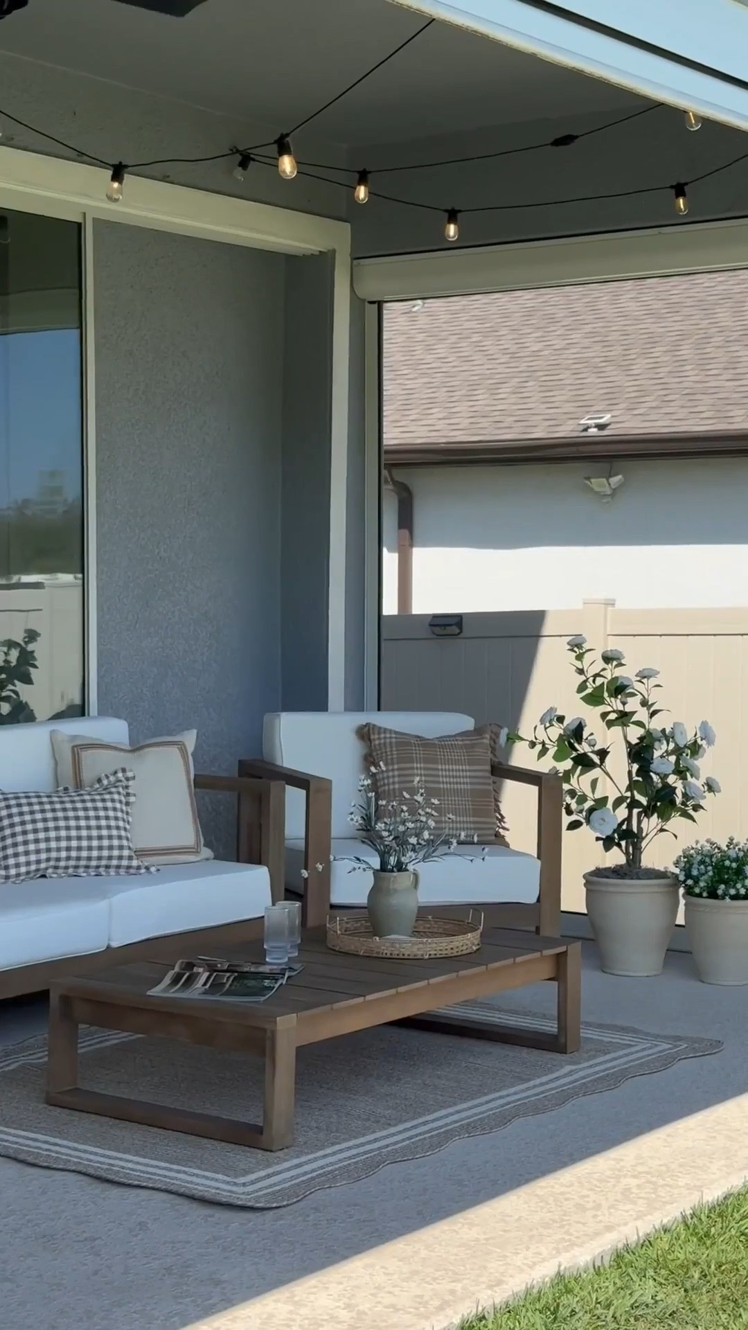 our small lanai got a much needed refresh, and it’s amazing what a few thoughtful updates can do. ☀️ 

this girl does not have a green thumb in her body nor the time to take care of plants — so I used subtle neutral textures, cozy seating, and a touch of faux greenery to turn this space into a simple outdoor retreat 💐 

Now it’s the perfect place to sip, unwind, and soak up golden hour 🤎
.
.
.
.
.
.
.
#lanai #springrefresh #targetstyle #worldmarket #patiorefresh #patiospace #fauxplants #outdoorspace #amazonhome

#LTKHome #LTKSaleAlert