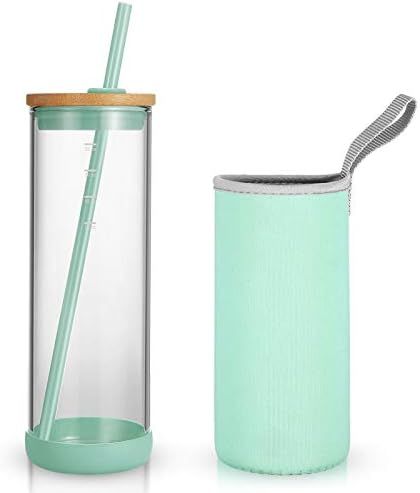 Tronco 24oz Glass Tumbler Glass Water Bottle Straw Silicone Pedestal Sleeve Bamboo Lid With Remov... | Amazon (US)