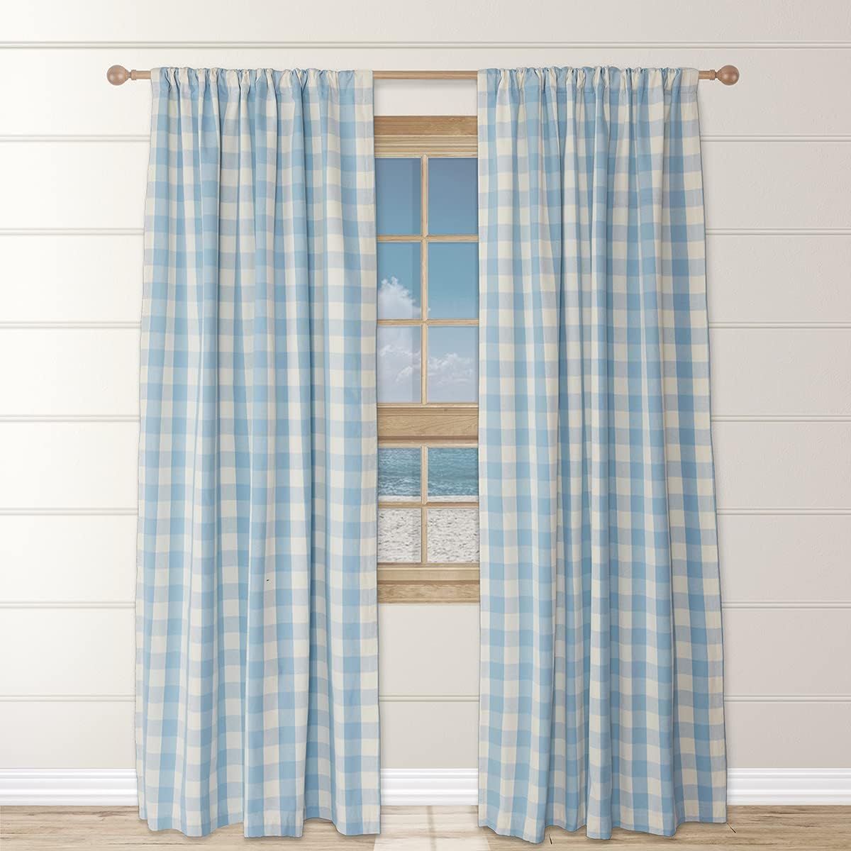 Decoberry Farmhouse Curtains for Living Room - Partial Blackout Curtains 96 Inches Long, Mertie B... | Amazon (US)