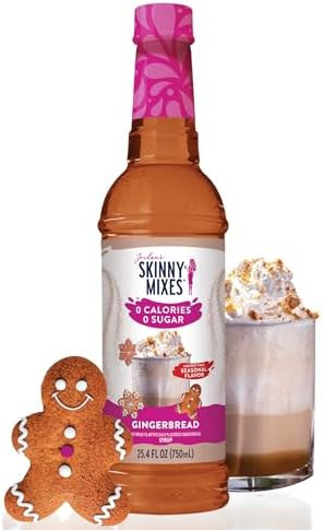 Jordan’s Skinny Mixes Sugar Free Coffee Syrup, Holiday Gingerbread Coffee Flavoring Syrup, Zero... | Amazon (US)