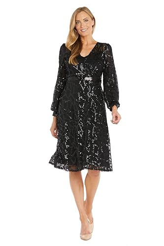R&M Richards Women's Plus Size Noir Glam Wrap Dress, Black | Amazon (US)