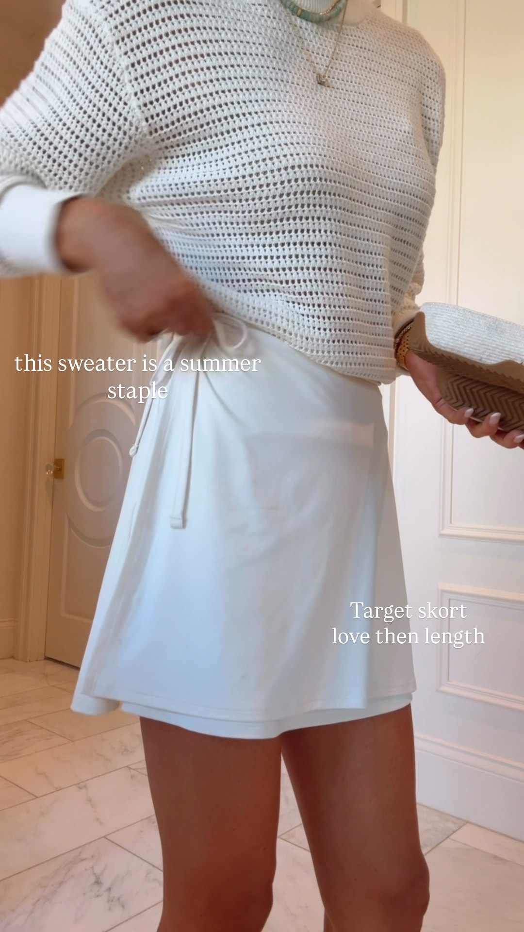 Casual summer outfit 

Target skort wearing size xs
Sweater wearing size small
