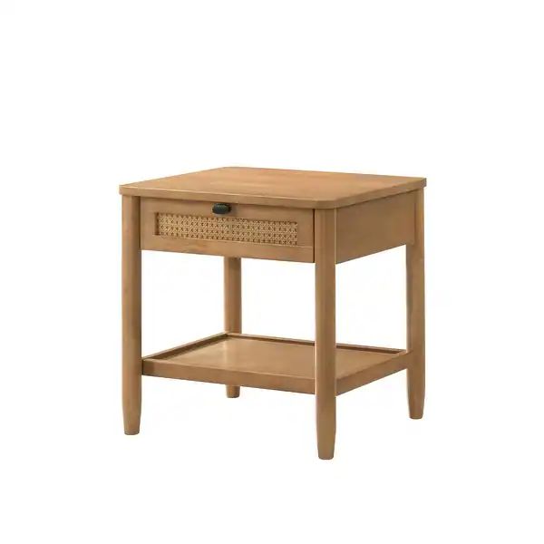 Roundhill Furniture Vichy Single-Drawer Nightstand with Shelf, Light Walnut | Bed Bath & Beyond