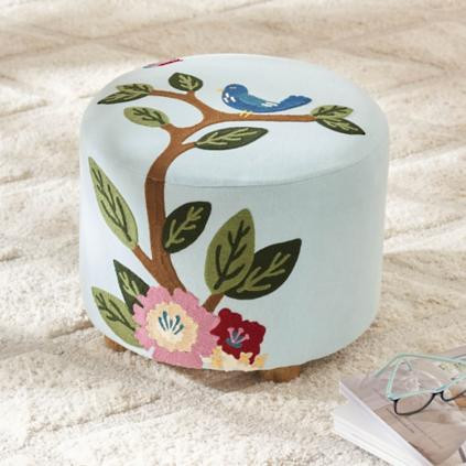 Cecelia Embroidered Ottoman | Grandin Road | Grandin Road