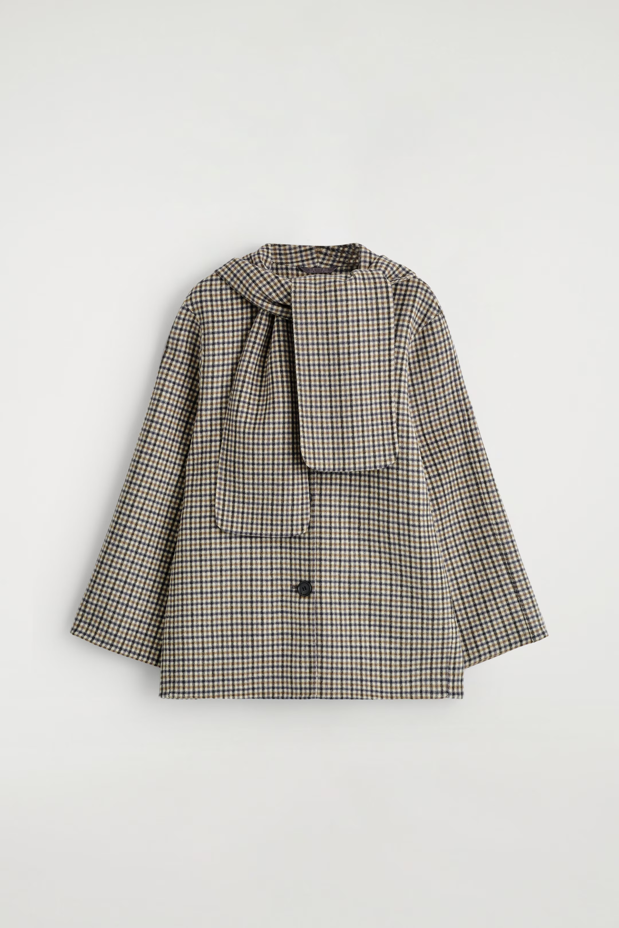 DOUBLE-FACED WOOL SCARF SHORT JACKET - BEIGE / CHECKED | COS GB | COS UK
