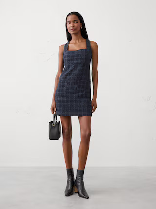 Tweed Empire-Waist Mini Dress | Banana Republic Factory
