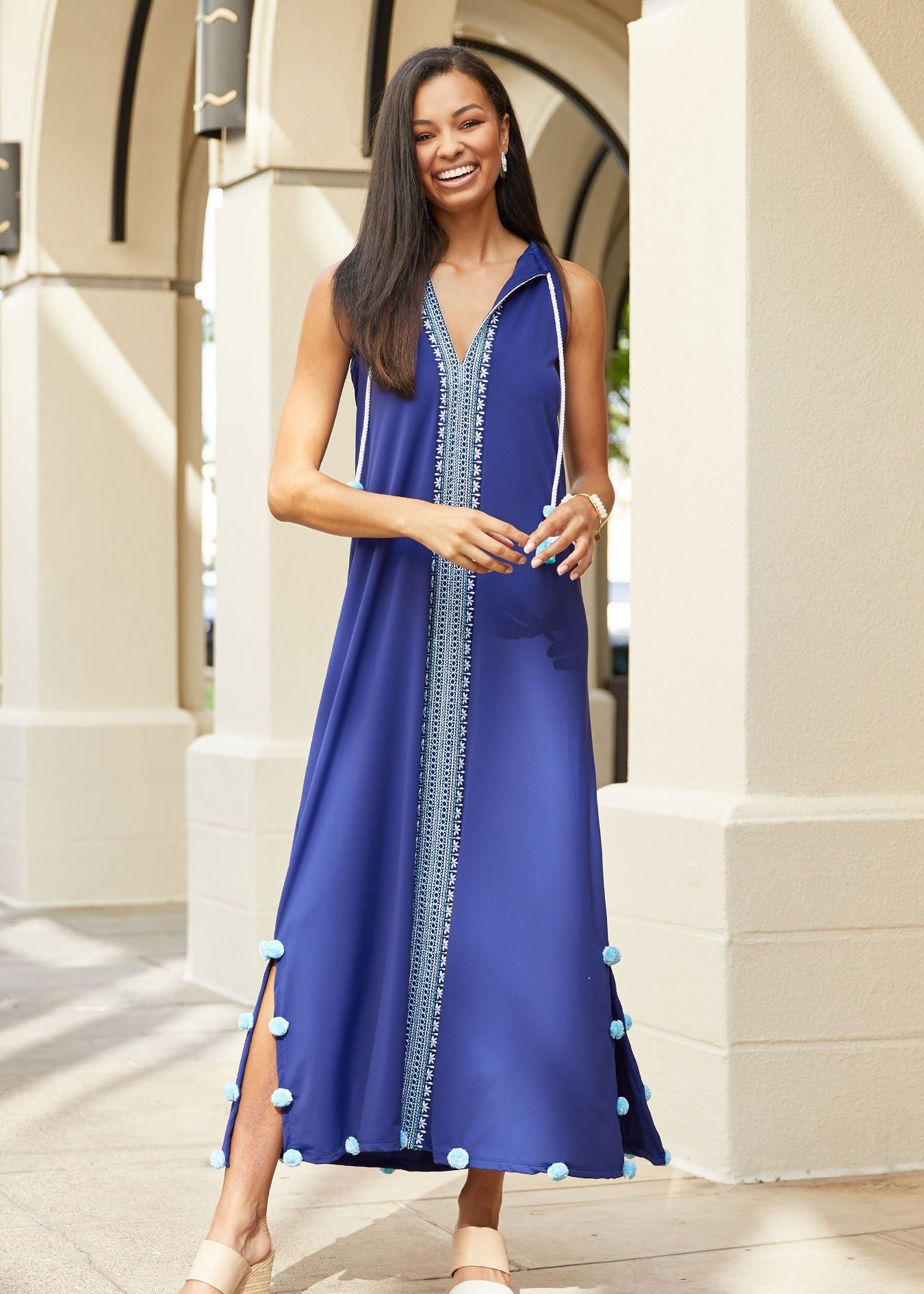 Aruba Blues Embroidered Maxi Dress | Cabana Life