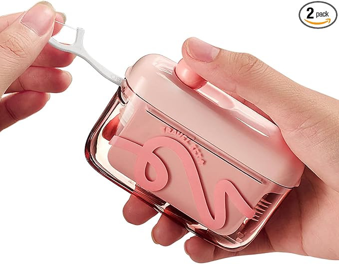 2 Pack Floss Pick Dispenser,Automatic Floss Picks Organizer Refillable Floss Dispenser Without Fl... | Amazon (US)