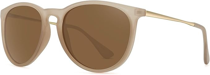 WOWSUN Polarized Sunglasses for Women Vintage Retro Round Mirrored Lens | Amazon (US)