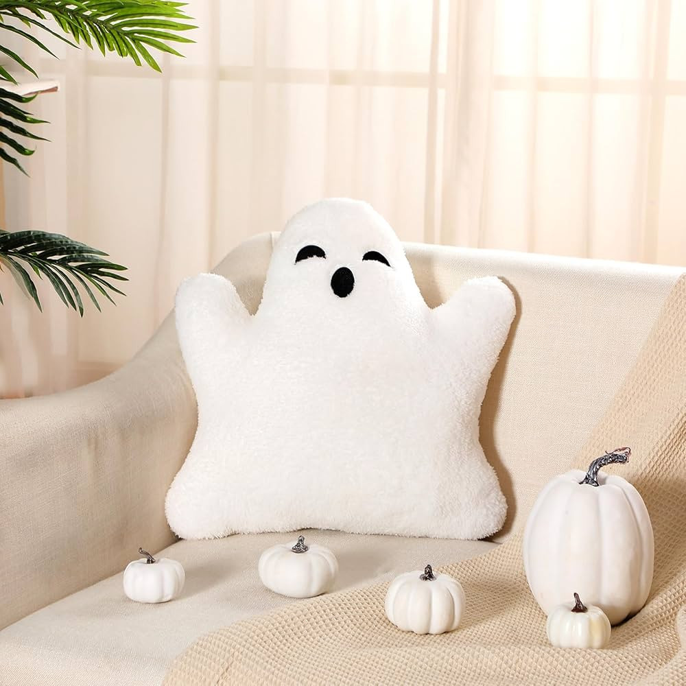 Ghost Halloween Pillows Cute Happy Halloween Ghost Shaped Throw Pillow Decorative Spooky Pillow 1... | Amazon (US)