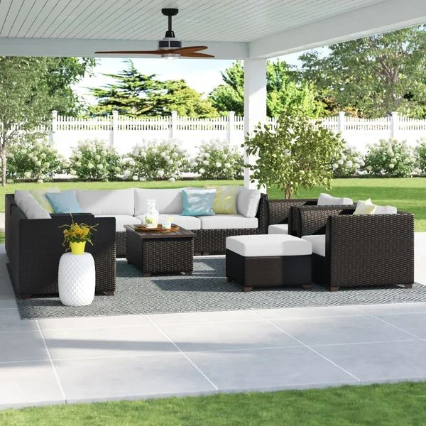 Tegan All Weather Wicker/Rattan 9 - Person Seating Group with Cushions | Wayfair North America