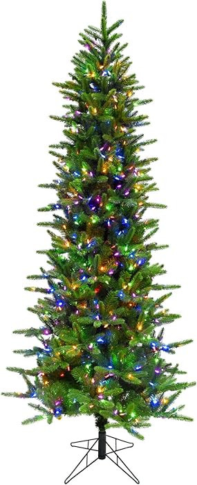 Fraser Hill Farm 9-Ft. Carmel Pine Slim Artificial Christmas Tree with Dual Multicolor & Warm Whi... | Amazon (US)