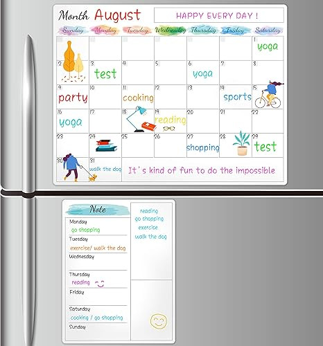 Dry Erase Fridge Magnetic Calendar - White Board Magnetic Calendar for Refrigerator Wall Home Kit... | Amazon (US)
