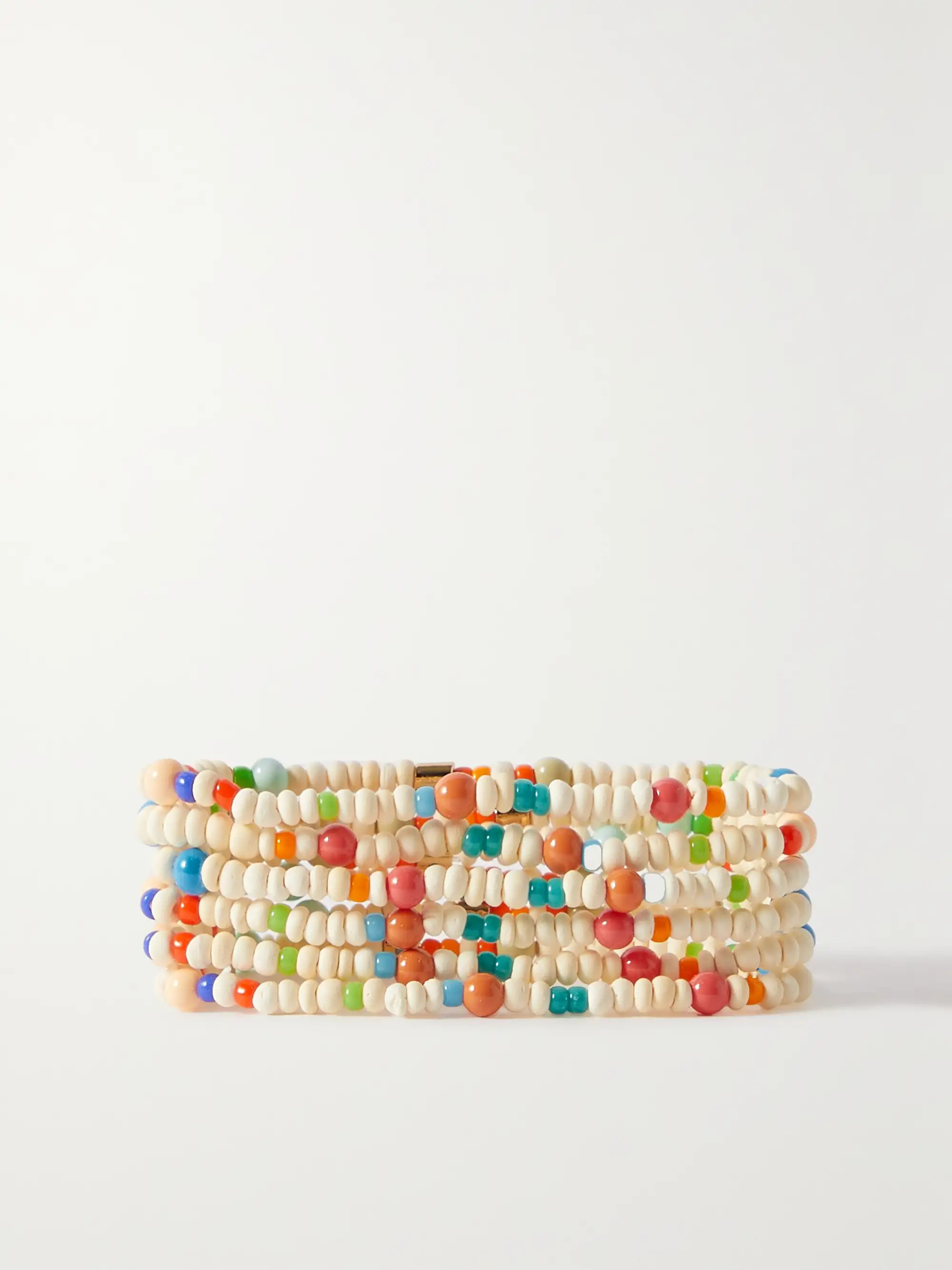 Set of six gold-tone beaded bracelets | NET-A-PORTER (US)