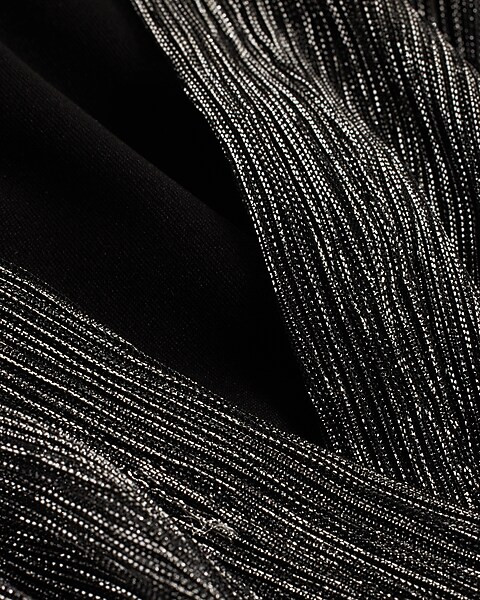 Metallic V-neck Long Sleeve Surplice Mini Dress | Express