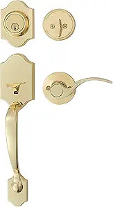 Amazon Basics Handleset with Shelby Lever - Single Cylinder - Polished Brass | Amazon (US)