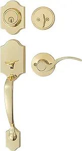 Amazon Basics Handleset with Shelby Lever - Single Cylinder - Polished Brass | Amazon (US)