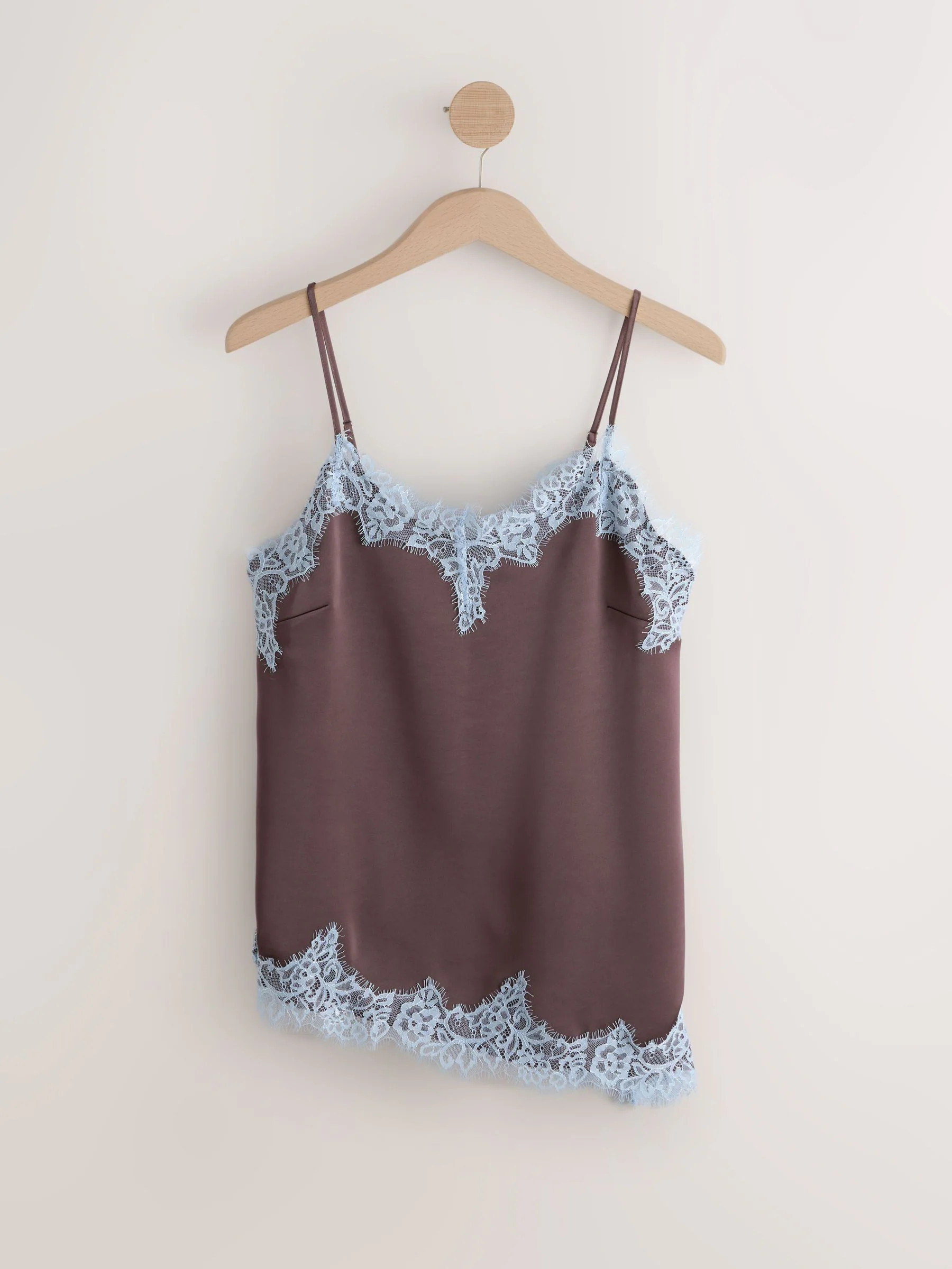 next Brown/Blue Asymmetric Hem Lace Cami Top | Next US