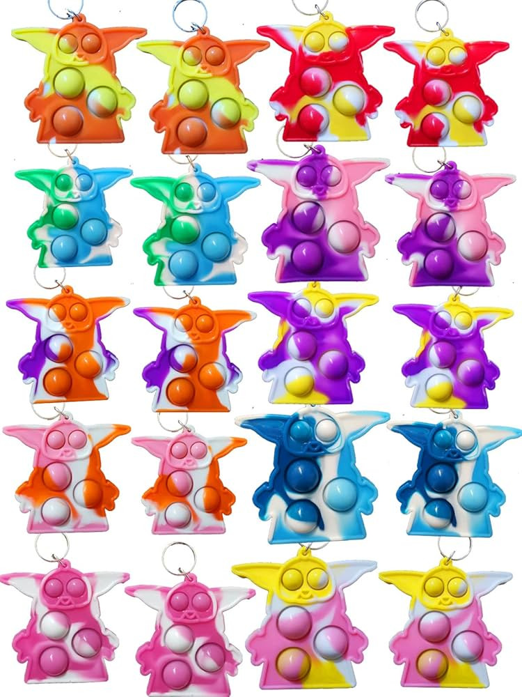 20 Packs Rainbow Bulk Mini Pop Fidget Keychain Toy,Small Space Baby Fidgets School Students Gradu... | Amazon (US)